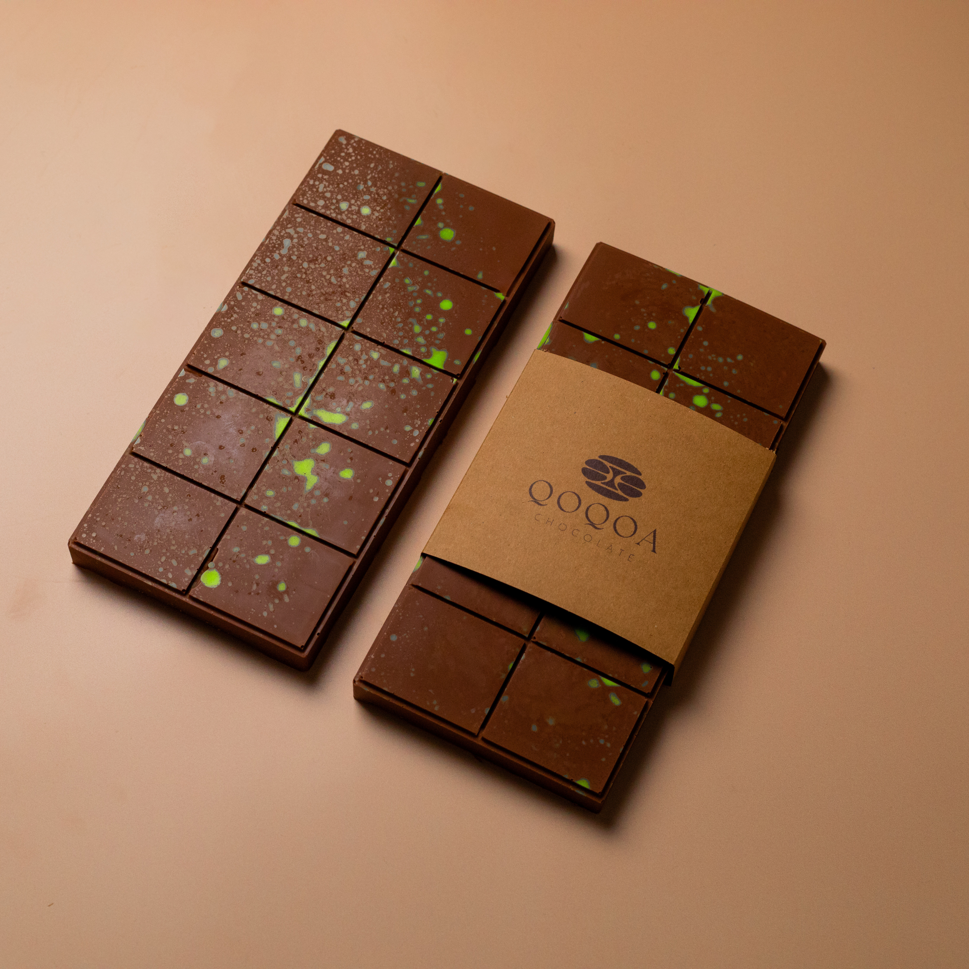 Dubai Chocolate Kunafeh Bar, Daily Fresh Shipment from UK, Premium Belgian Milk Chocolate Pistachio Kunafa Bar, Ideal Gift - Qoqoa