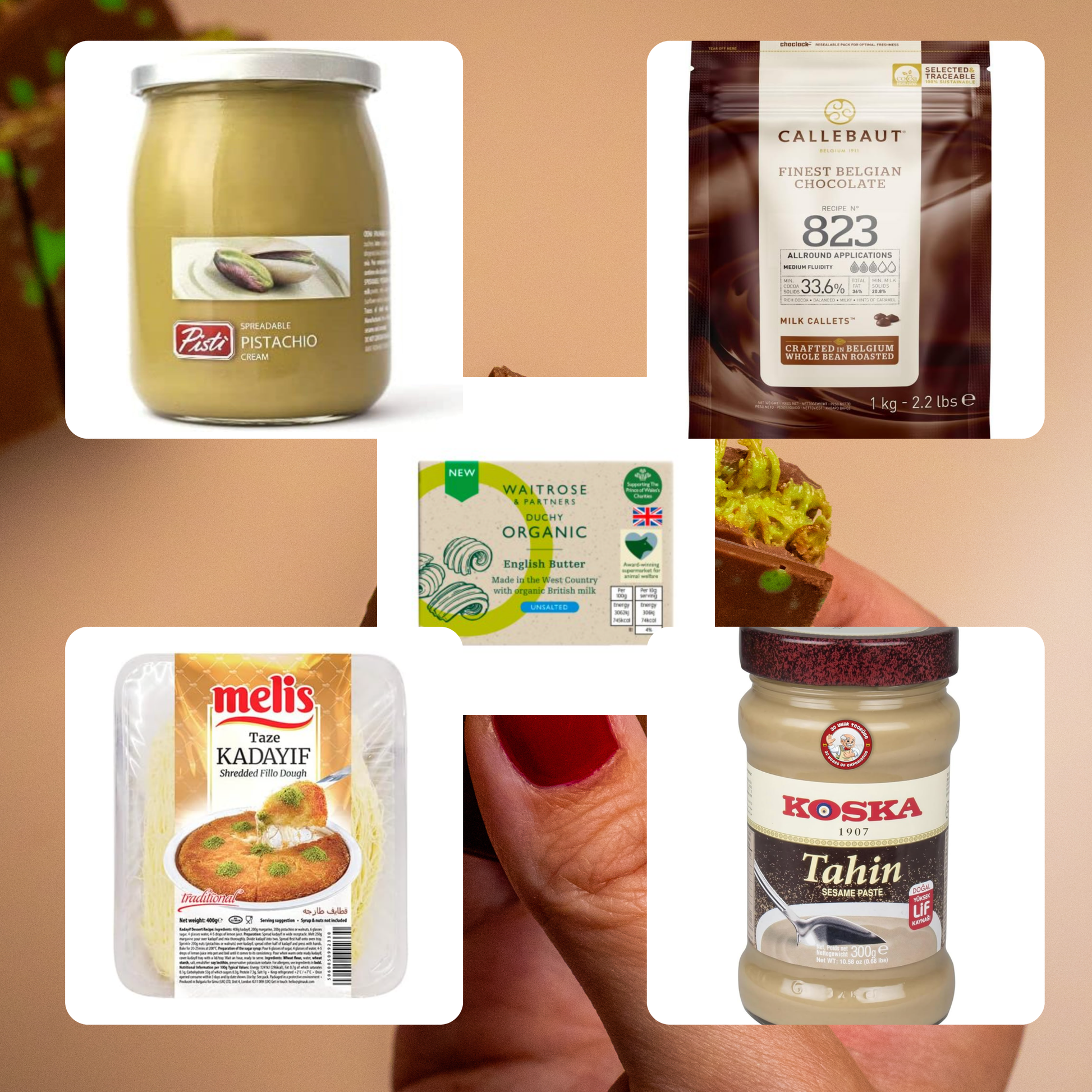 Dubai Chocolate Kunafeh Bar, Daily Fresh Shipment from UK, Premium Belgian Milk Chocolate Pistachio Kunafa Bar, Ideal Gift - Qoqoa